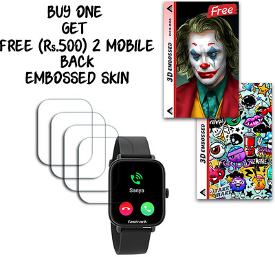 SOMTONE Screen Guard for Fastrack Reflex Vox 2 SmartWatch 1.8inch WITH FREE 500 RUPEES 2 3D EMBOSSED SKIN FOR MOBILE BACK S026(Pack of 4)