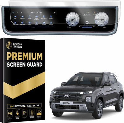 spartan shield Screen Guard for NEW HYUNDAI CRETA 2024 FACELIFT || DUAL FULL TOUCHSCREEN INFOTAINMENT Display Protector || Creta Car Music System Accessory [Not Tempered Glass] (SX SX(Tech) SX(O))(Pack of 1)