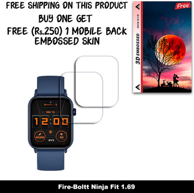 SOMTONE Screen Guard for Fire-Boltt Ninja Fit 1.69 WITH FREE 250 RUPEES 1 3D EMBOSSED SKIN FOR MOBILE BACK W2S010(Pack of 2)