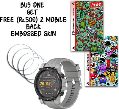 SOMTONE Screen Guard for Vibez by Lifelong Haile Smartwatch 1.28inch WITH FREE 500 RUPEES 2 3D EMBOSSED SKIN FOR MOBILE BACK S018(Pack of 4)