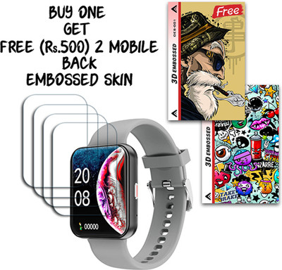 SOMTONE Screen Guard for Gizmore Blaze Max 1.85 inch WITH FREE 500 RUPEES 2 3D EMBOSSED SKIN FOR MOBILE BACK S001(Pack of 4)