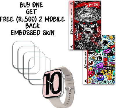 SOMTONE Screen Guard for Fire-Boltt Ring 3 Smart Watch 1.8 inch WITH FREE 500 RUPEES 2 3D EMBOSSED SKIN FOR MOBILE BACK S124(Pack of 4)
