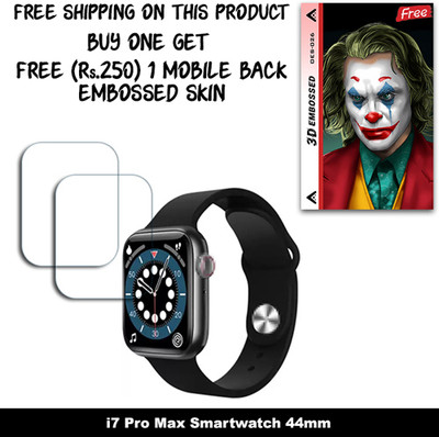 SOMTONE Screen Guard for i7 Pro Max Smartwatch 44mm WITH FREE 250 RUPEES 1 3D EMBOSSED SKIN FOR MOBILE BACK W2S026(Pack of 2)