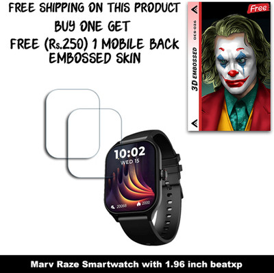 SOMTONE Screen Guard for Marv Raze Smartwatch with 1.96 inch beatxp WITH FREE 250 RUPEES 1 3D EMBOSSED SKIN FOR MOBILE BACK W2S026(Pack of 2)