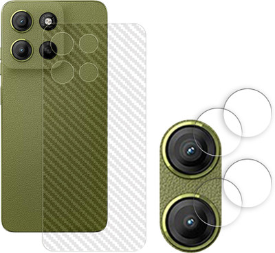 SOMTONE Screen Guard for Motorola Moto G15 Power 4G Camera Lens Glass Protector | Anti-Scratch | Edge to Edge Full Coverage | 9H Hardness (BACK CARBON FIBER SKIN + CAMERA LENS PROTECTOR)(Pack of 2)
