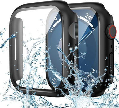DPJ Edge To Edge Screen Guard for Apple Watch Series 9 (2023) Series 8 Series 7 45mm iWatch Case [BLACK](Pack of 1)