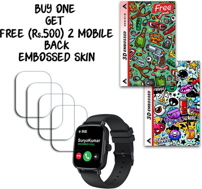 SOMTONE Screen Guard for Maxima Max Pro Turbo Smartwatch 1.69 inch WITH FREE 500 RUPEES 2 3D EMBOSSED SKIN FOR MOBILE BACK S018(Pack of 4)