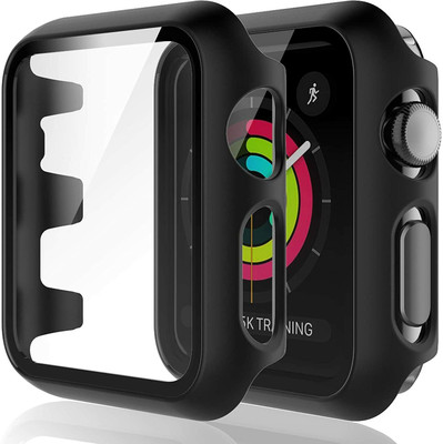 ARMART Screen Guard for Hard Case Compatible for Apple Watch, 1,2,3 Series 38mm Built in 9H Tempered Glass Screen Protector,, [Touch Sensitive] [Full Coverage], Slim Bumper Protective Cover for iWatch 38mm(Pack of 1)
