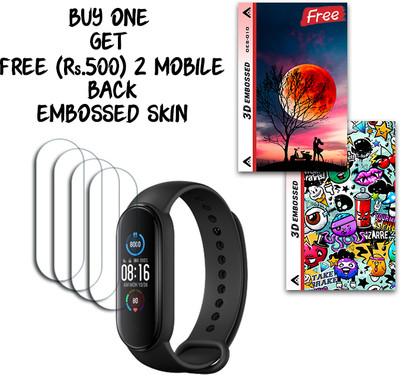 SOMTONE Screen Guard for Mi Smart Band 5 1.1 inch WITH FREE 500 RUPEES 2 3D EMBOSSED SKIN FOR MOBILE BACK S010(Pack of 4)