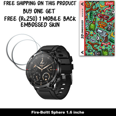 SOMTONE Screen Guard for Fire-Boltt Sphere 1.6 inche WITH FREE 250 RUPEES 1 3D EMBOSSED SKIN FOR MOBILE BACK W2S018(Pack of 2)