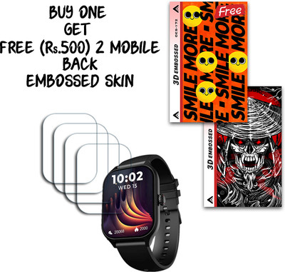 ARBAN Screen Guard for Marv Raze Smartwatch 1.96 inch beatxp WITH FREE 500 RUPEES 2 3D EMBOSSED SKIN FOR MOBILE BACK S172(Pack of 4)