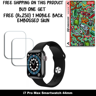SOMTONE Screen Guard for i7 Pro Max Smartwatch 44mm WITH FREE 250 RUPEES 1 3D EMBOSSED SKIN FOR MOBILE BACK W2S018(Pack of 2)