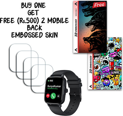 ARBAN Screen Guard for Maxima Max Pro Turbo Smartwatch 1.69 inch WITH FREE 500 RUPEES 2 3D EMBOSSED SKIN FOR MOBILE BACK S061(Pack of 4)