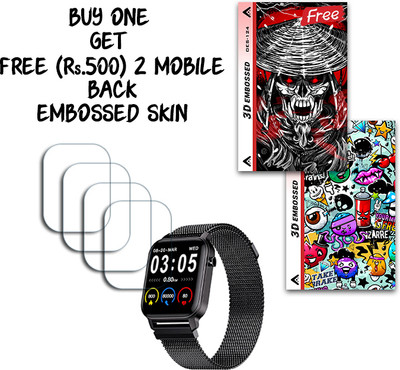 SOMTONE Screen Guard for Maxima Max Pro X2 Smartwatch 1.4 inch WITH FREE 500 RUPEES 2 3D EMBOSSED SKIN FOR MOBILE BACK S124(Pack of 4)