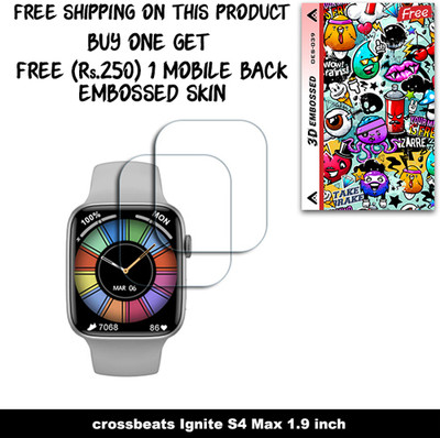 SOMTONE Screen Guard for crossbeats Ignite S4 Max 1.9 inch (FREE 250 RUPEES 1 3D EMBOSSED SKIN FOR MOBILE BACK W2S039)(Pack of 2)