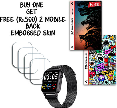 SOMTONE Screen Guard for Maxima Max Pro X2 Smartwatch 1.4 inch WITH FREE 500 RUPEES 2 3D EMBOSSED SKIN FOR MOBILE BACK S061(Pack of 4)