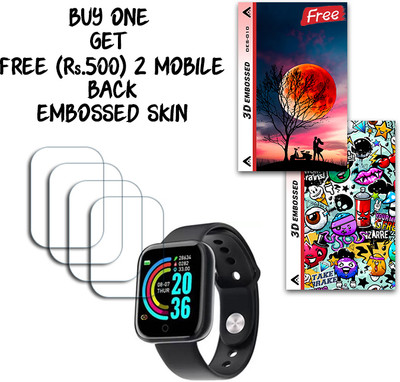 SOMTONE Screen Guard for Smart Watch for Boys Y68 1.3 mm WITH FREE 500 RUPEES 2 3D EMBOSSED SKIN FOR MOBILE BACK S010(Pack of 4)