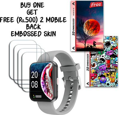 SOMTONE Screen Guard for Gizmore Blaze Max 1.85 inch WITH FREE 500 RUPEES 2 3D EMBOSSED SKIN FOR MOBILE BACK S010(Pack of 4)