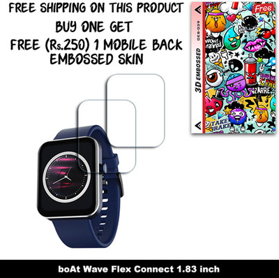 SOMTONE Screen Guard for boAt Wave Flex Connect 1.83 inch (FREE 250 RUPEES 1 3D EMBOSSED SKIN FOR MOBILE BACK W2S039)(Pack of 2)