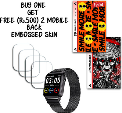 SOMTONE Screen Guard for Maxima Max Pro X2 Smartwatch 1.4 inch WITH FREE 500 RUPEES 2 3D EMBOSSED SKIN FOR MOBILE BACK S172(Pack of 4)