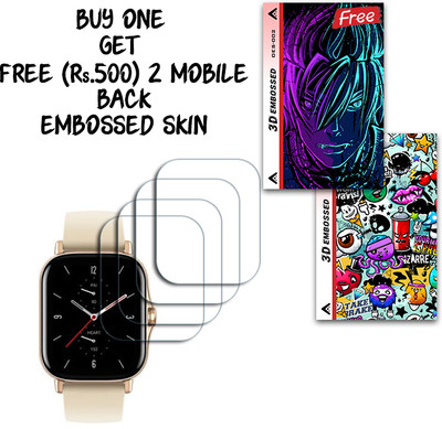SOMTONE Screen Guard for Amazfit GTS 2 WITH FREE 500 RUPEES 2 3D EMBOSSED SKIN FOR MOBILE BACK S002(Pack of 4)