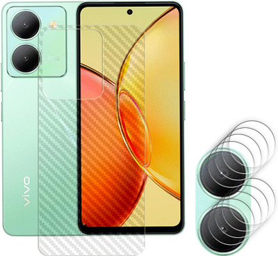 SOMTONE Screen Guard for vivo Y36 4G Camera Lens Glass Protector | Anti-Scratch | Edge to Edge Full Coverage | 9H Hardness (BACK CARBON FIBER SKIN + CAMERA LENS PROTECTOR)(Pack of 4)