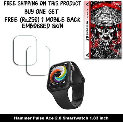 ARBAN Screen Guard for Hammer Pulse Ace 2.0 Smartwatch 1.83 inch (FREE 250 RUPEES 1 3D EMBOSSED SKIN FOR MOBILE BACK W2S124)(Pack of 2)
