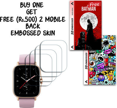 SOMTONE Screen Guard for Amazfit GTS 2e WITH FREE 500 RUPEES 2 3D EMBOSSED SKIN FOR MOBILE BACK S034(Pack of 4)