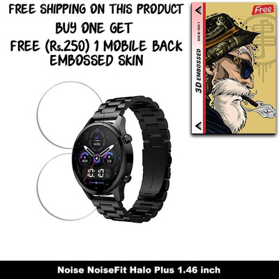 SOMTONE Screen Guard for Noise NoiseFit Halo Plus 1.46 inch Smartwatch SCREEN GUARD WITH FREE 250 RUPEES 1 3D EMBOSSED SKIN FOR MOBILE BACK W2S001(Pack of 2)