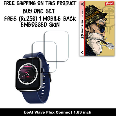 SOMTONE Screen Guard for boAt Wave Flex Connect 1.83 inch WITH FREE 250 RUPEES 1 3D EMBOSSED SKIN FOR MOBILE BACK W2S001(Pack of 2)