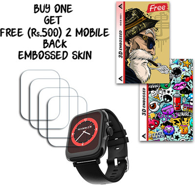 SOMTONE Screen Guard for Hammer Ace 4.0 SmartWatch 1.85 inch WITH FREE 500 RUPEES 2 3D EMBOSSED SKIN FOR MOBILE BACK S001(Pack of 4)