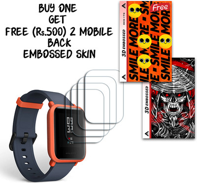 SOMTONE Screen Guard for Amazfit Bip WITH FREE 500 RUPEES 2 3D EMBOSSED SKIN FOR MOBILE BACK S172(Pack of 4)