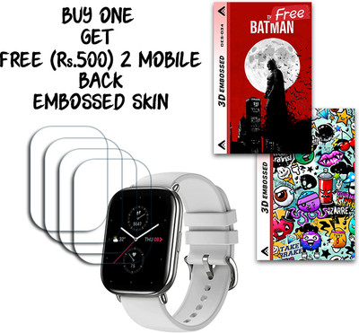 SOMTONE Screen Guard for Amazfit Zepp E Square WITH FREE 500 RUPEES 2 3D EMBOSSED SKIN FOR MOBILE BACK S034(Pack of 4)