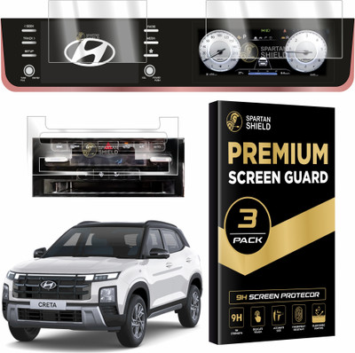 spartan shield Screen Guard for HYUNDAI CRETA 2024 FACELIFT || 8 Inch INFOTAINMENT + 10.25 DIGITAL INSTRUMENT CLUSTER + AC Panel Protector | S SO Optional | Anti Scratch Car Display Accessories [Not Tempered Glass](Pack of 3)