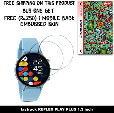 SOMTONE Screen Guard for fastrack REFLEX PLAY PLUS 1.3 inch WITH FREE 250 RUPEES 1 3D EMBOSSED SKIN FOR MOBILE BACK W2S018(Pack of 2)