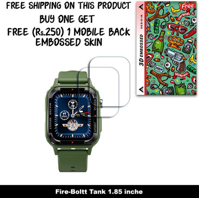 ARBAN Screen Guard for Fire-Boltt Tank 1.85 inche WITH FREE 250 RUPEES 1 3D EMBOSSED SKIN FOR MOBILE BACK W2S018(Pack of 2)