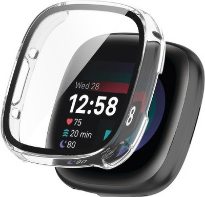 KAZUKI Screen Guard for Fitbit Versa 4 / Sense 2 PC+ Tempered Protective Case (Clear)(Pack of 1)