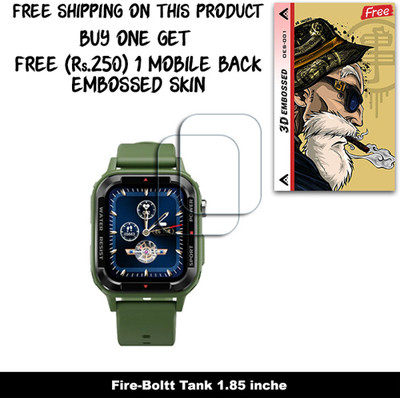 ARBAN Screen Guard for Fire-Boltt Tank 1.85 inche WITH FREE 250 RUPEES 1 3D EMBOSSED SKIN FOR MOBILE BACK W2S001(Pack of 2)