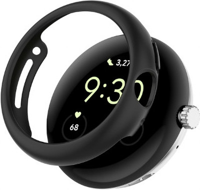 KAZUKI Screen Guard for Google Pixel Watch 2 Half Pack Hollow PC Watch Protective Case (Black)(Pack of 1)