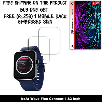 SOMTONE Screen Guard for boAt Wave Flex Connect 1.83 inch WITH FREE 250 RUPEES 1 3D EMBOSSED SKIN FOR MOBILE BACK W2S002(Pack of 2)