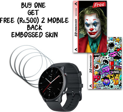 SOMTONE Screen Guard for Amazfit GTR 2 New Version WITH FREE 500 RUPEES 2 3D EMBOSSED SKIN FOR MOBILE BACK S026(Pack of 4)