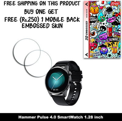 SOMTONE Screen Guard for Hammer Pulse 4.0 SmartWatch 1.28 inch (FREE 250 RUPEES 1 3D EMBOSSED SKIN FOR MOBILE BACK W2S039)(Pack of 2)