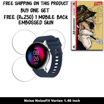 ARBAN Screen Guard for NoiseFit Vortex 1.46 inch SMARTWATCH SCREEN GUARD WITH FREE 250 RUPEES 1 3D EMBOSSED SKIN FOR MOBILE BACK W3S001(Pack of 3)