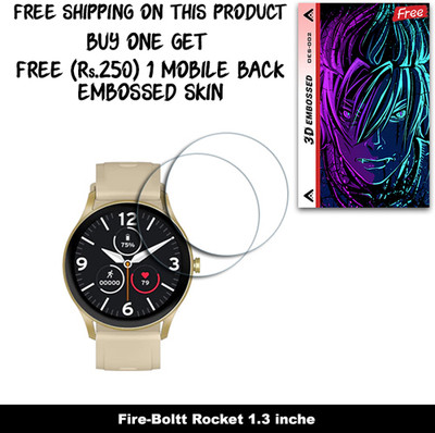 SOMTONE Screen Guard for Fire-Boltt Rocket 1.3 inche WITH FREE 250 RUPEES 1 3D EMBOSSED SKIN FOR MOBILE BACK W2S002(Pack of 2)