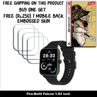 ARBAN Screen Guard for Fire-Boltt Falcon 1.83 inch SMARTWACH SCREEN GUARD WITH FREE 250 RUPEES 1 3D EMBOSSED SKIN FOR MOBILE BACK W4S001(Pack of 4)