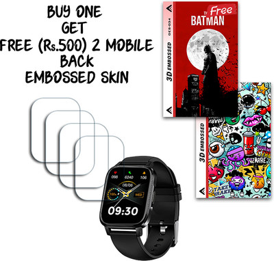 SOMTONE Screen Guard for Maxima Max Pro X5 Smartwatch 1.7 inch WITH FREE 500 RUPEES 2 3D EMBOSSED SKIN FOR MOBILE BACK S034(Pack of 4)