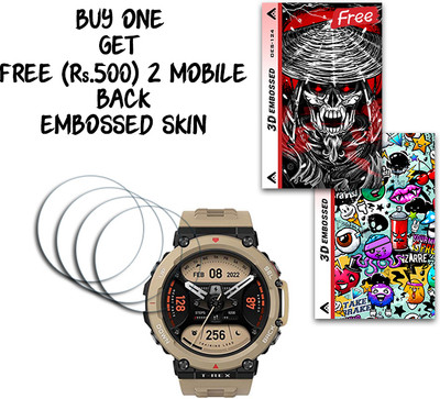 SOMTONE Screen Guard for Amazfit T-Rex 2 WITH FREE 500 RUPEES 2 3D EMBOSSED SKIN FOR MOBILE BACK S124(Pack of 4)