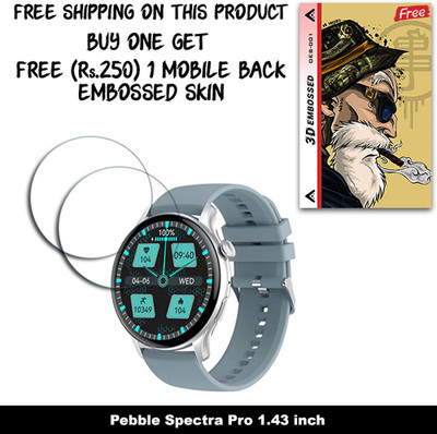 ARBAN Screen Guard for Pebble Spectra Pro 1.43 inch WITH FREE 250 RUPEES 1 3D EMBOSSED SKIN FOR MOBILE BACK W2S001(Pack of 2)