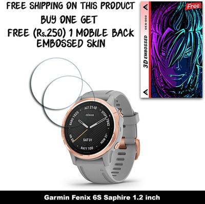 SOMTONE Screen Guard for Garmin Fenix 6S Saphire 1.2 inch WITH FREE 250 RUPEES 1 3D EMBOSSED SKIN FOR MOBILE BACK W2S002(Pack of 2)