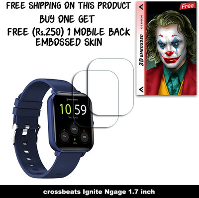 SOMTONE Screen Guard for crossbeats Ignite Ngage 1.7 inch WITH FREE 250 RUPEES 1 3D EMBOSSED SKIN FOR MOBILE BACK W2S026(Pack of 2)